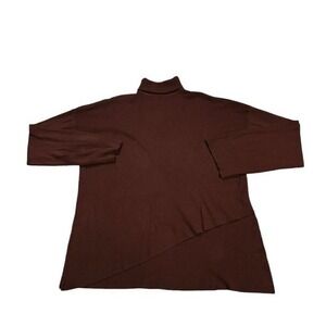 Lily & Lottie Brown Turtleneck Asymmetrical Hem Oversized Sweater ML